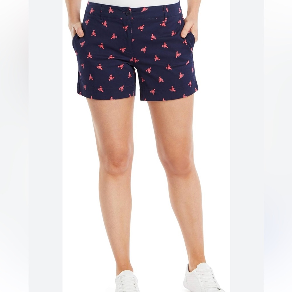 NWT NAUTICA Lobster 🦞 Shorts navy with pink lobsters zipper fly front pockets 6